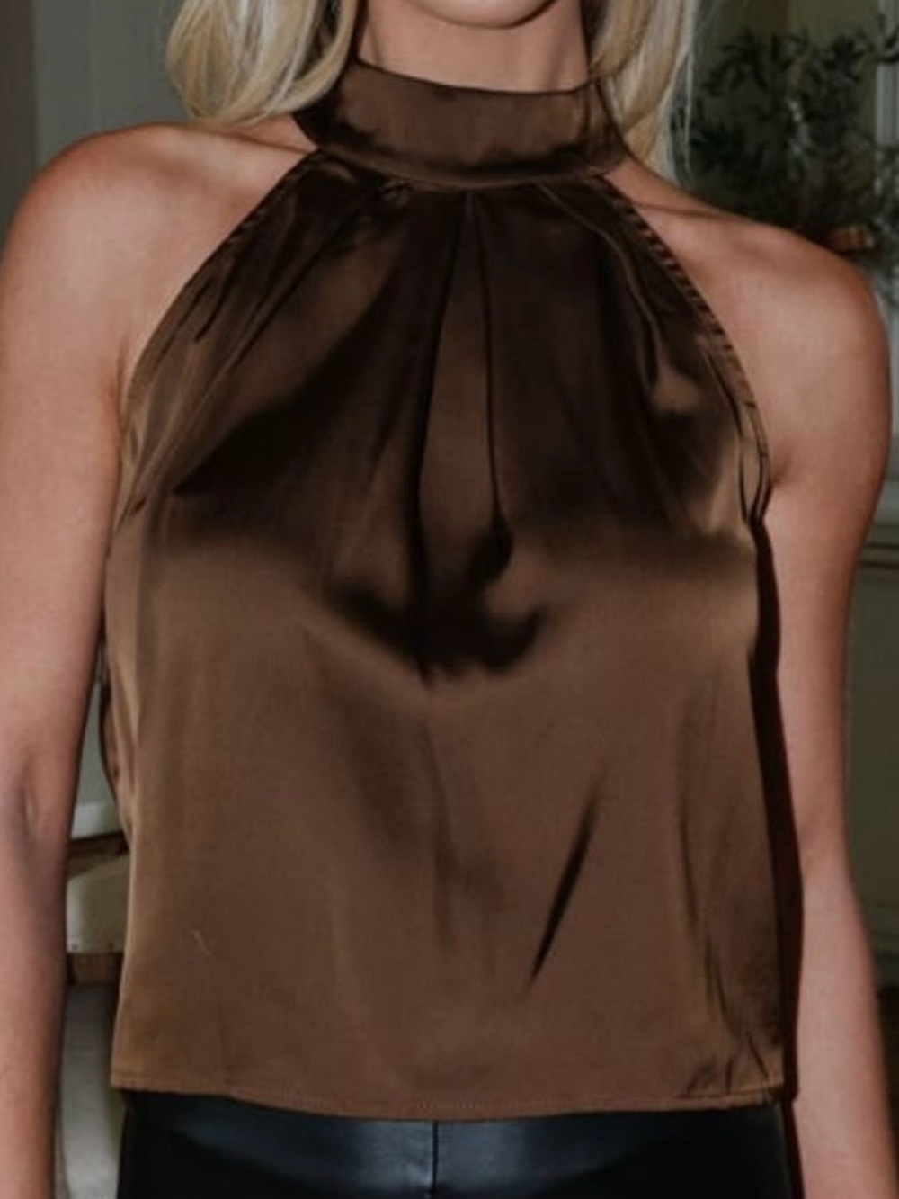 Brown satin top